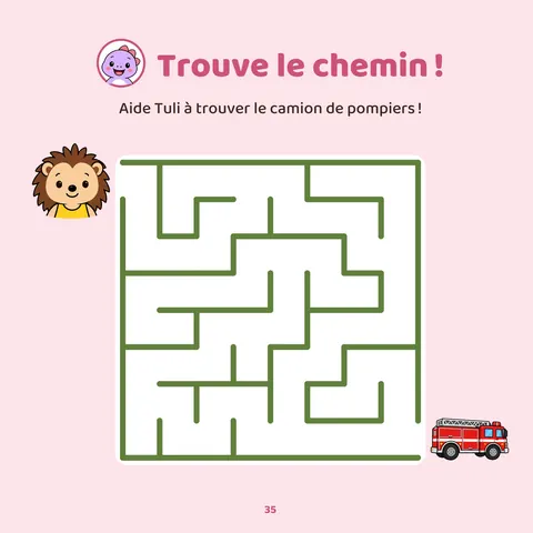 Le labyrinthe – Page de « Tuli chez les pompiers »